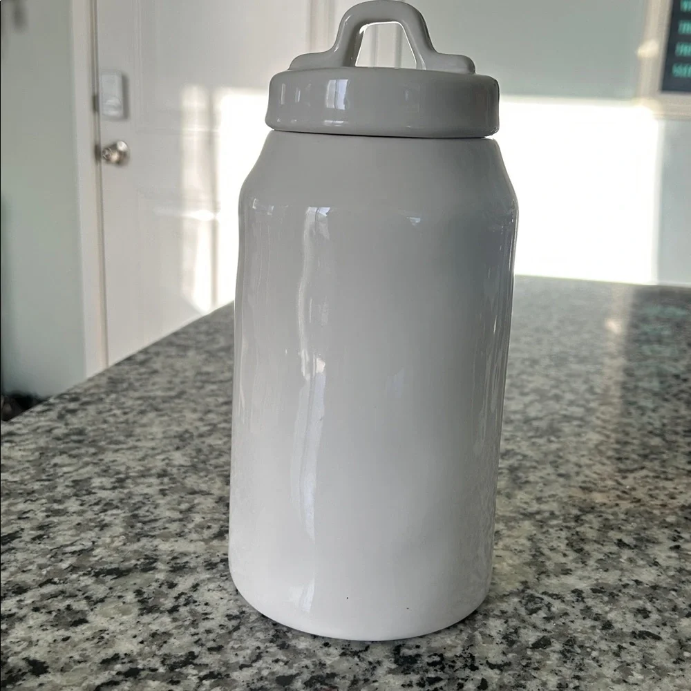 Rae Dunn White Ceramic Canister with Lid